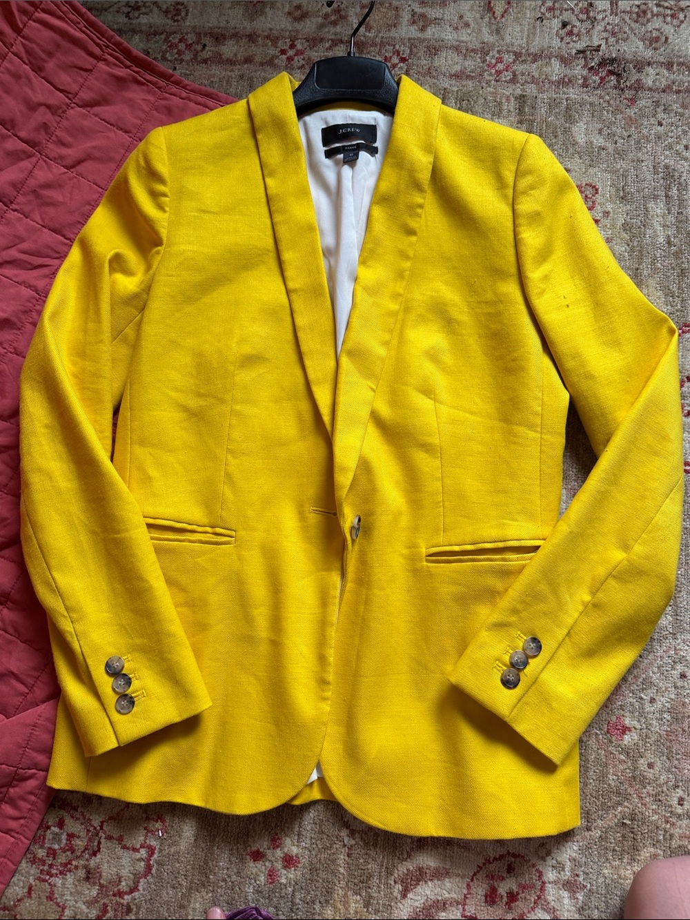 J. Crew Bright Yellow linen Parke Blazer